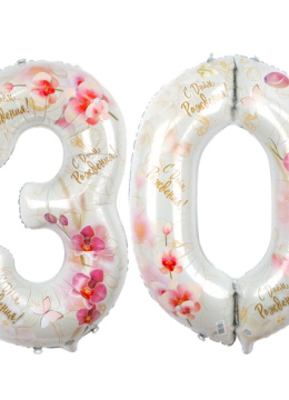 Шар (40''/102 см) Цифра 30, Орхидеи (2 цифры)