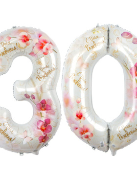 Шар (40''/102 см) Цифра 30, Орхидеи (2 цифры)