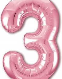 Шар (40''/102 см) Цифра 3, Slim, Розовый