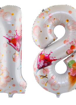 Шар (40''/102 см) Цифра 18, Совершеннолетие Macaron (2 цифры)