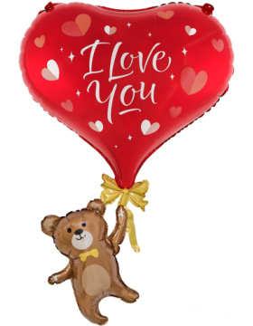 Шар (33''/84 см) Фигура, Мишка с сердцем