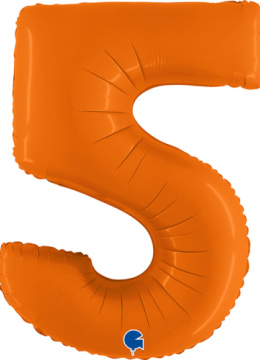 Шар (40''/102 см) Цифра 5, Оранжевый, Сатин