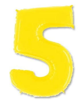 Шар (40''/102 см) Цифра 5, Яркий желтый (1)