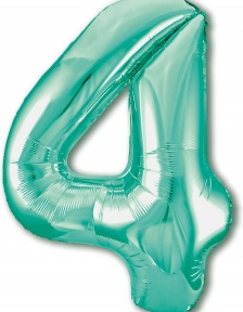 Шар (40''/102 см) Цифра 4, Slim, Бискайский зеленый