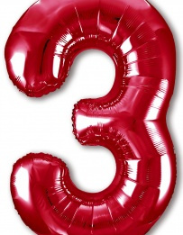 Шар (40''/102 см) Цифра 3, Slim, Красный