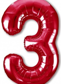 Шар (40''/102 см) Цифра 3, Slim, Красный