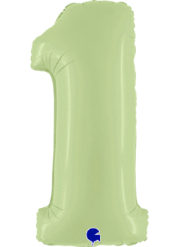 Шар (40''/102 см) Цифра 1, Оливковый, Сатин