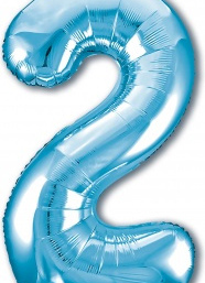 Шар (40''/102 см) Цифра 2, Slim, Голубой