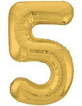Шар (40''/102 см) Цифра 5, Slim, Золото