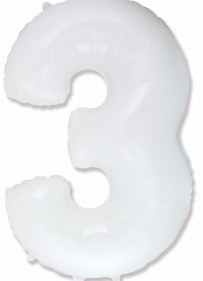 Шар (40''/102 см) Цифра 3, Белый