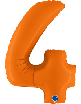 Шар (40''/102 см) Цифра 4, Оранжевый, Сатин