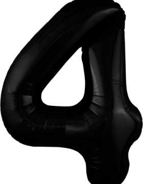 Шар (40''/102 см) Цифра 4, Slim, Черный блеск