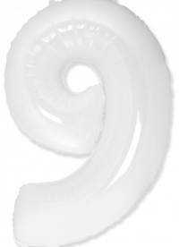 Шар (40''/102 см) Цифра 9, Белый