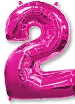 Шар (40''/102 см) Цифра 2, Фуксия