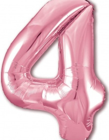 Шар (40''/102 см) Цифра 4, Slim, Розовый