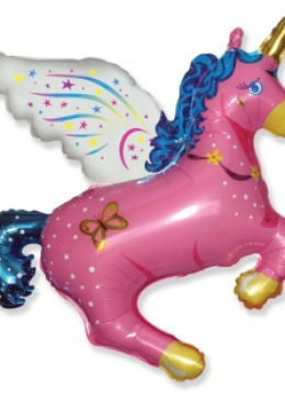 Шар (44''/112 см) Фигура, Волшебный единорог, Розовый