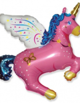 Шар (44''/112 см) Фигура, Волшебный единорог, Розовый