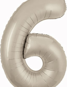Шар (40''/102 см) Цифра 6, Slim, Кремовый, сатин