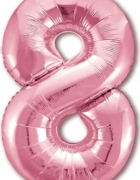 Шар (40''/102 см) Цифра 8, Slim, Розовый