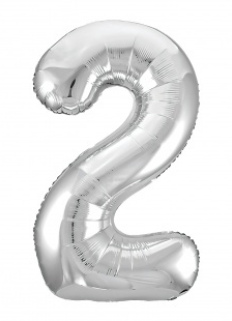 Шар (40''/102 см) Цифра 2, Серебро