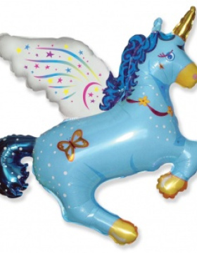 Шар (44''/112 см) Фигура, Волшебный единорог, Голубой