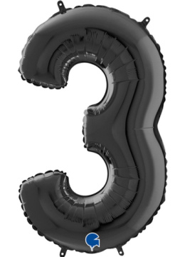 Шар (40''/102 см) Цифра 3, Черный