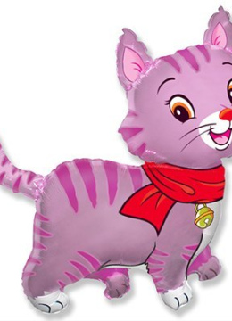 Шар Фигура Кошечка с шарфом, Розовый