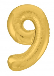 Шар (40''/102 см) Цифра 9, Slim, Золото