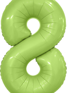 Шар (40''/102 см) Цифра 8, Slim, Фисташка, Сатин