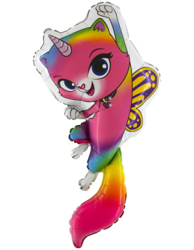 Шар (35''/89 см) Фигура, Кот-единорог с крыльями