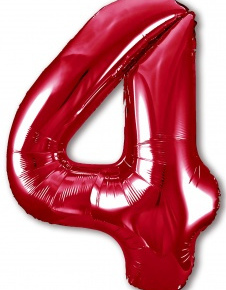 Шар (40''/102 см) Цифра 4, Slim, Красный