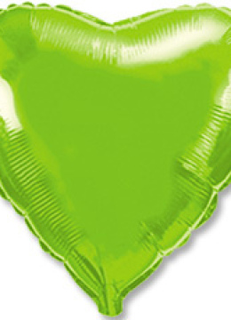 Шар (18''/46 см) Сердце, Зеленый лайм, металлик