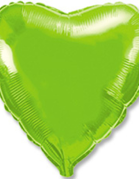 Шар (18''/46 см) Сердце, Зеленый лайм, металлик