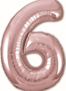 Шар (40''/102 см) Цифра 6, Slim, Розовое золото