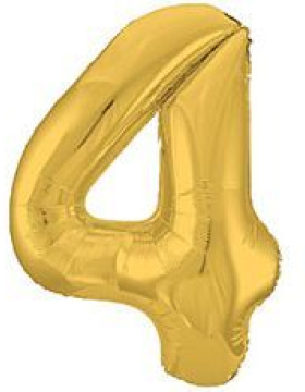 Шар (40''/102 см) Цифра 4, Slim, Золото