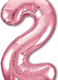 Шар (40''/102 см) Цифра 2, Slim, Розовый