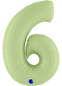 Шар (40''/102 см) Цифра 6, Оливковый, Сатин