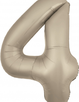 Шар (40''/102 см) Цифра 4, Slim, Кремовый, сатин