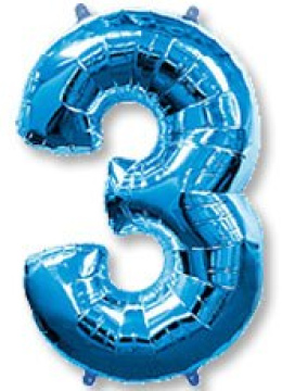 Шар (40''/102 см) Цифра 3, Синий